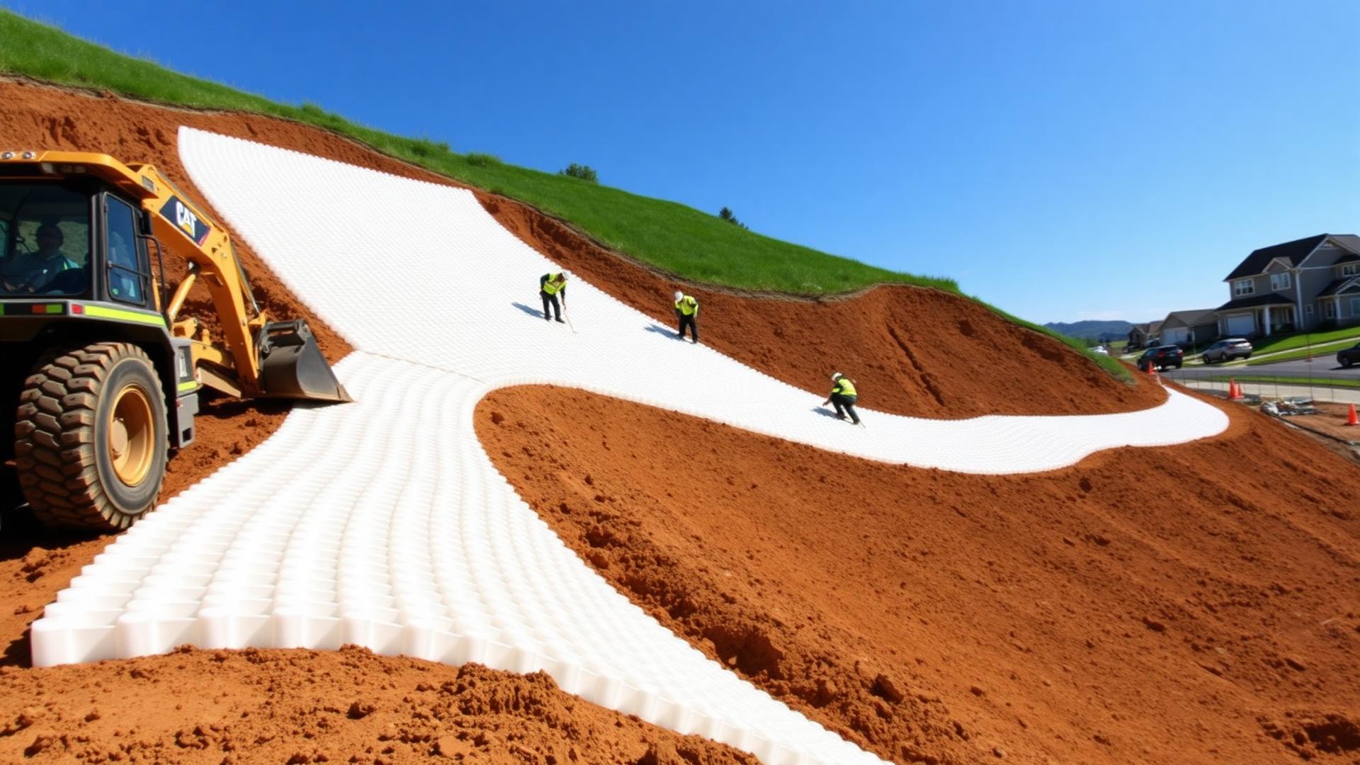 Geocell stabilization drainage installation