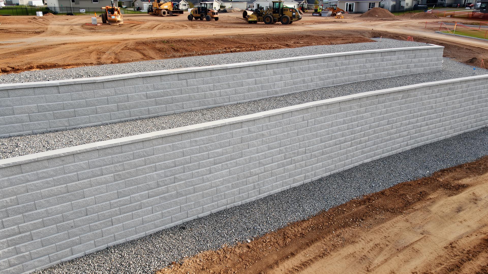 Segmental retaining walls drainage installation